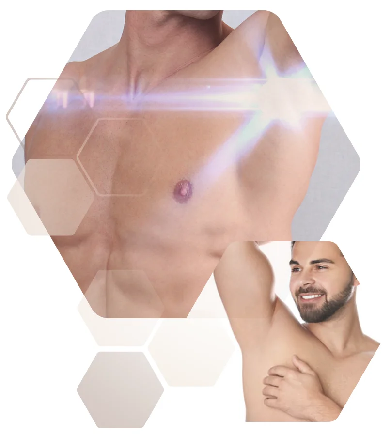 Mann Fotokollage glatte haarlose Achseln